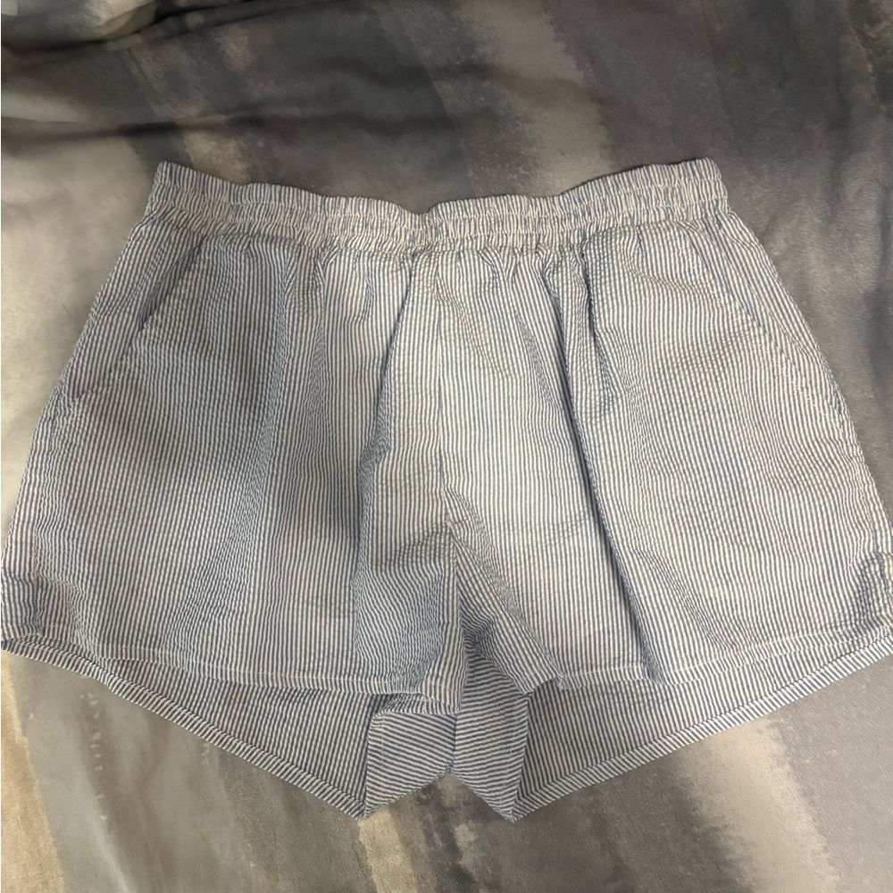 Sadie & Sage Blue and White Striped Linen Shorts